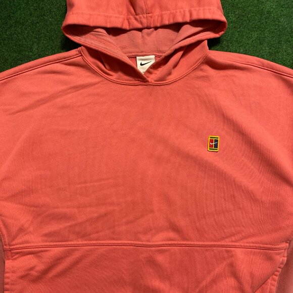 Women’s Nike Tennis Hoodie Large Coral Oversized Cropped Dri-Fit Court Heritage - Picture 2 of 6